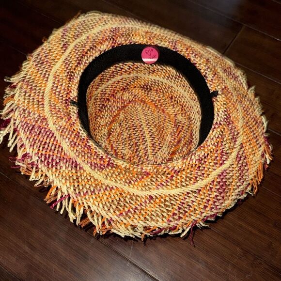 Colorful Woven Straw Hat Red And Orange - BRAND NEW - Adjustable - Picture 4 of 5